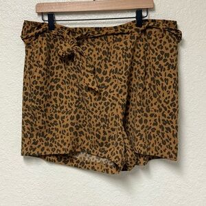 A NEW DAY High Waist Leopard Print Shorts - Brown and Black Size XXL